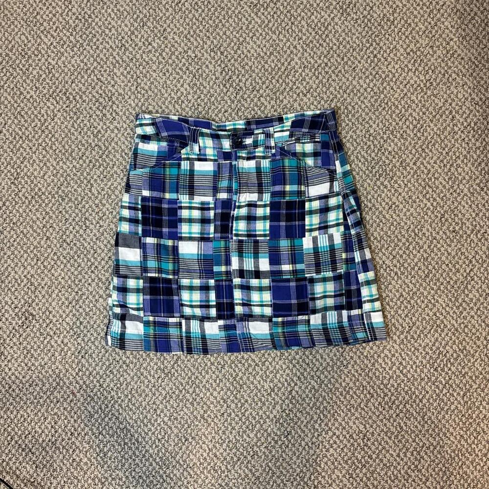 Y2K vintage plaid blue mini skirt